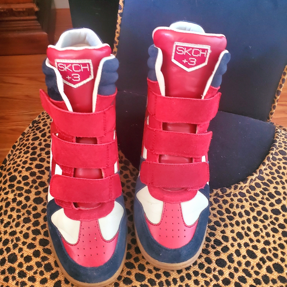 Skechers Red and Blue High-Top Sneakers